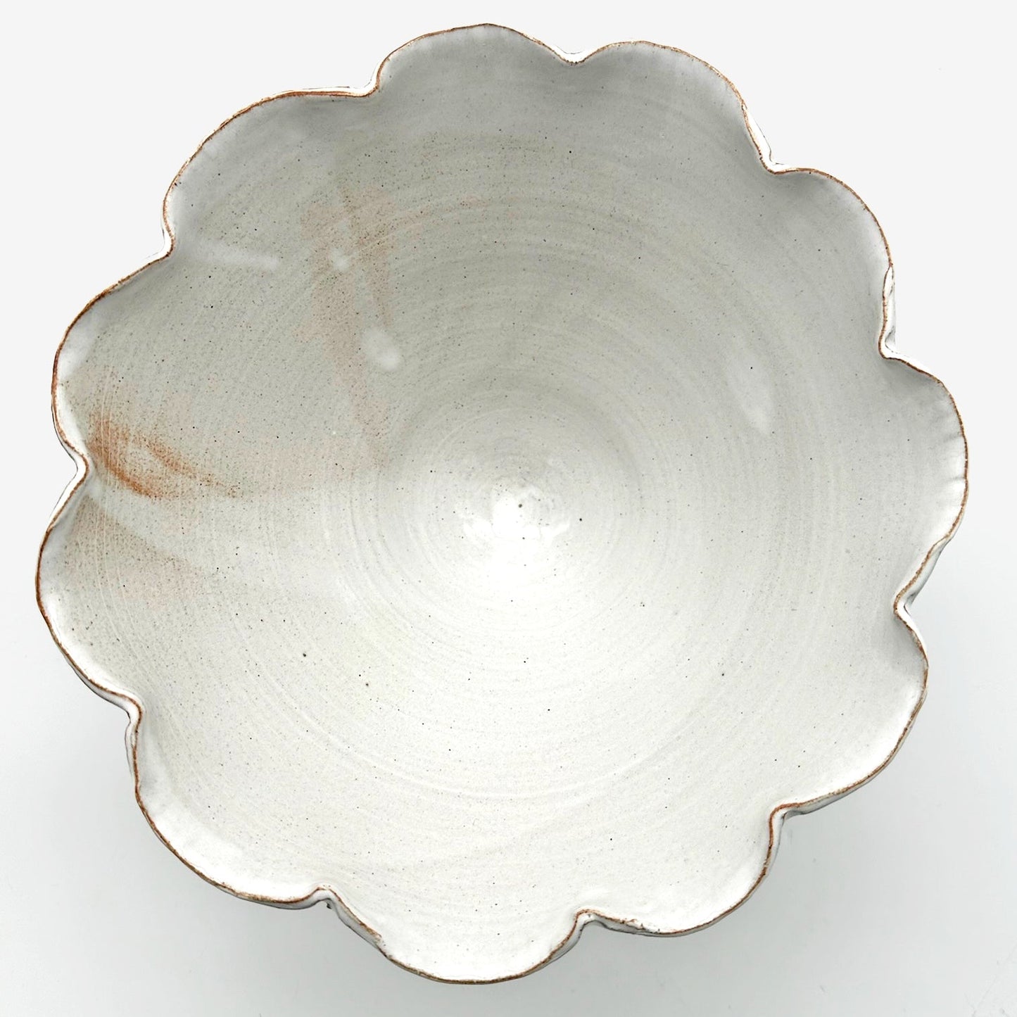 Bol de service en céramique à bord fleuri blanc