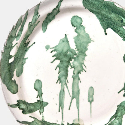 Assiette à dessert verte en verre éclaboussé