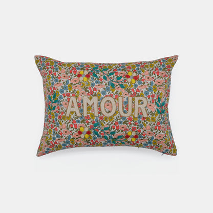 Coussin lombaire brodé multi-couleurs Amour