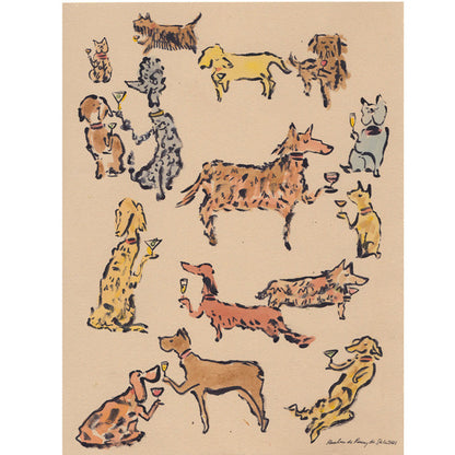 Imprimé Boozehounds avec un petit chat