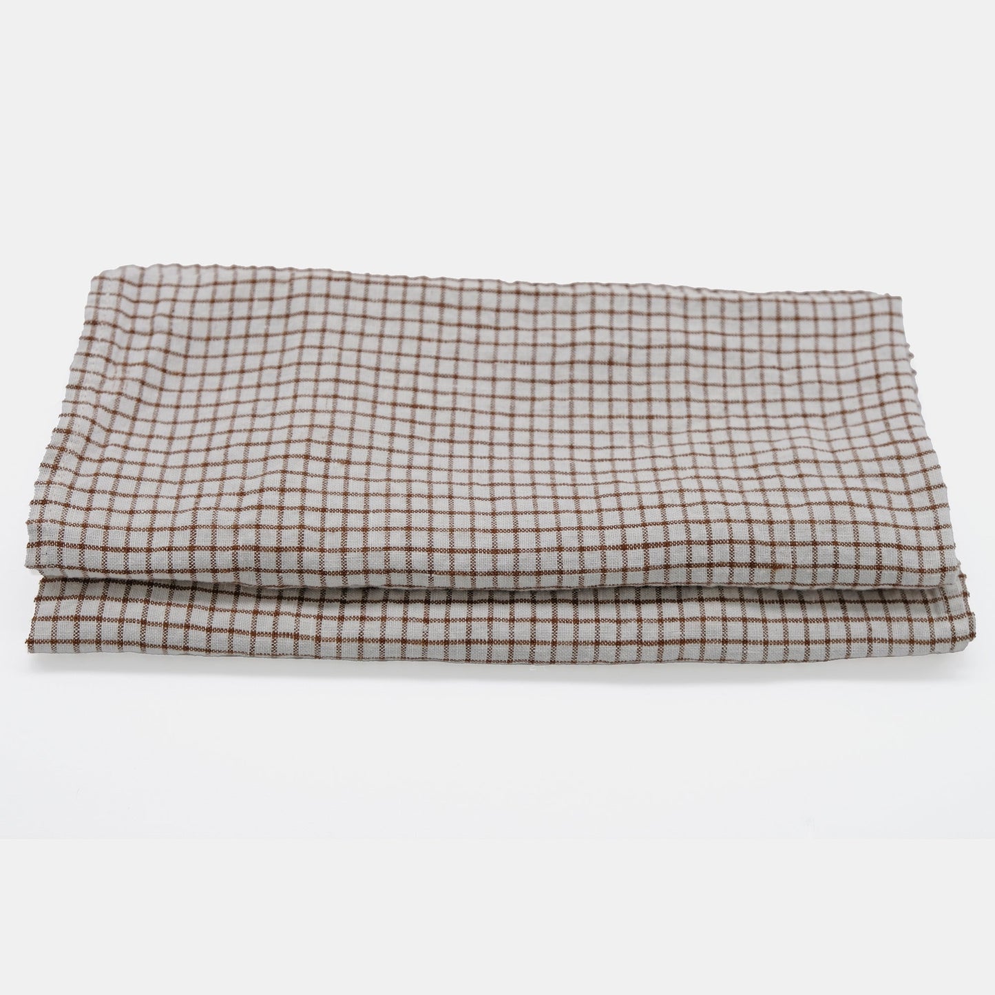 Serviette en lin à carreaux marron