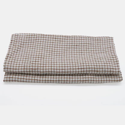 Serviette en lin à carreaux marron