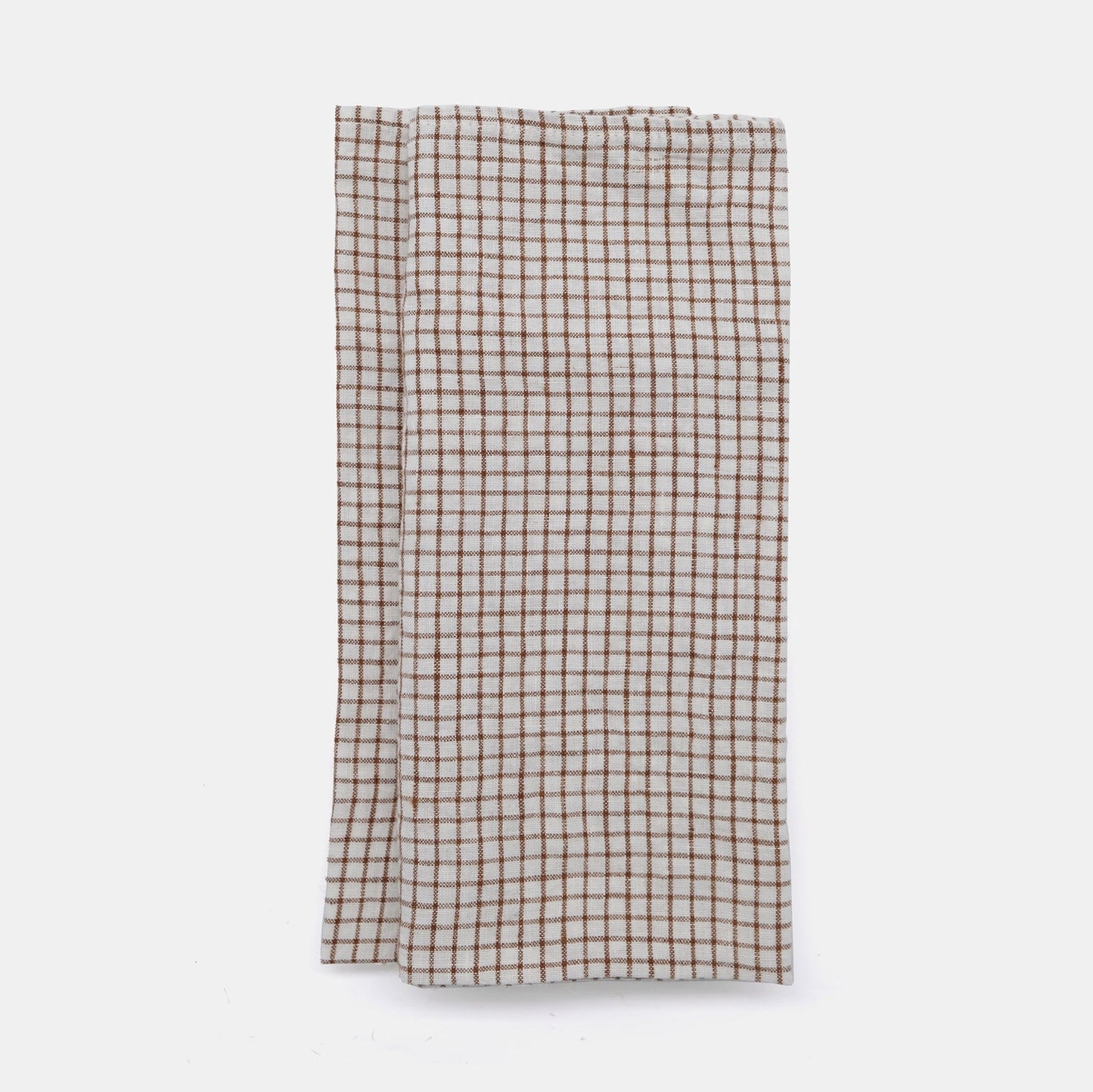 Serviette en lin à carreaux marron