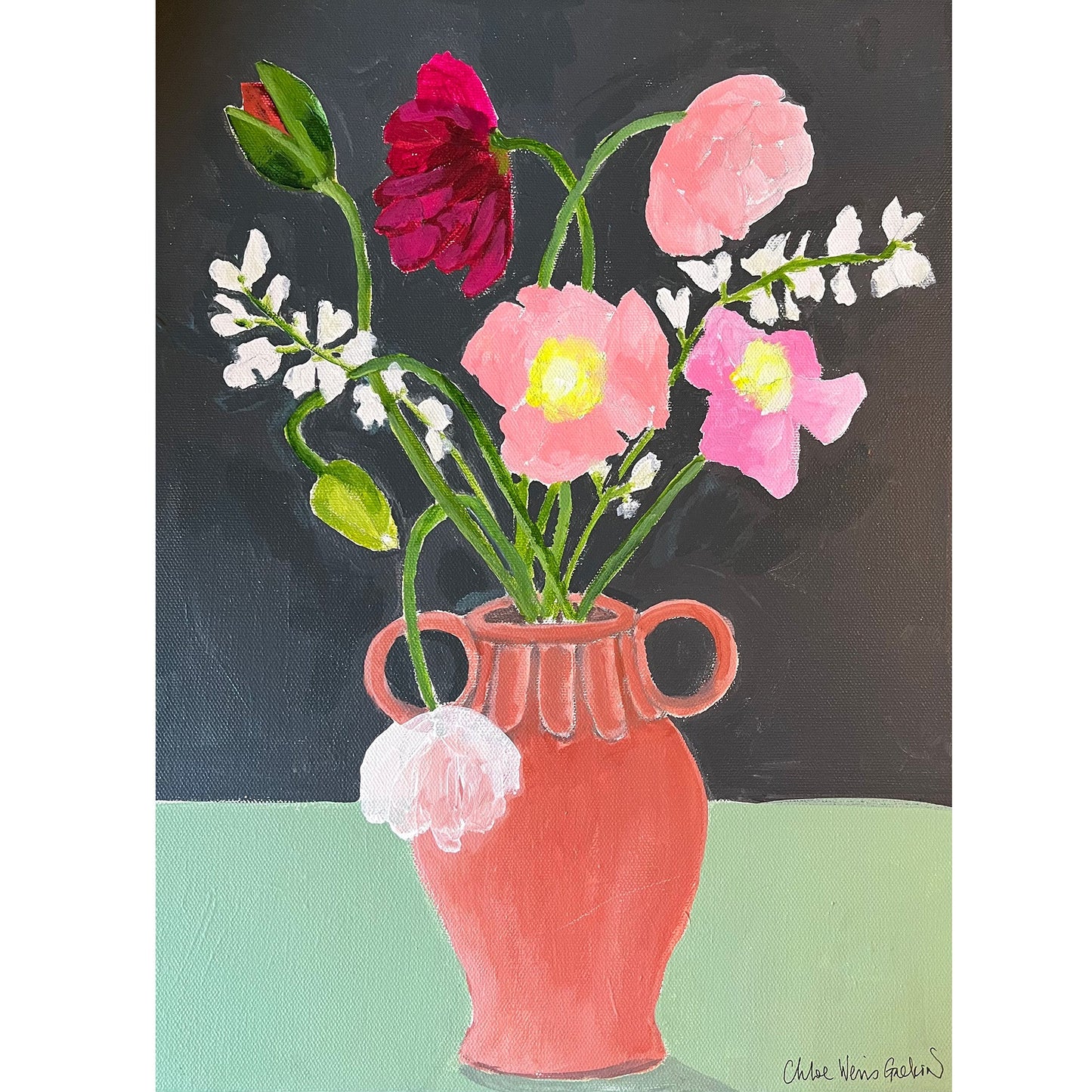 Bouquet dans un vase en argile par Chloé Galkin