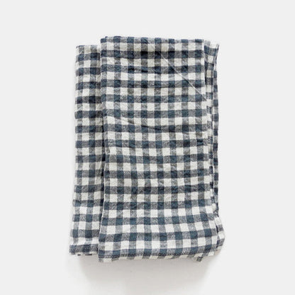 Serviette en lin à carreaux vichy anthracite