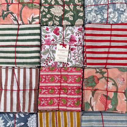 Serviettes Pivoine Bruyère : lot de 4