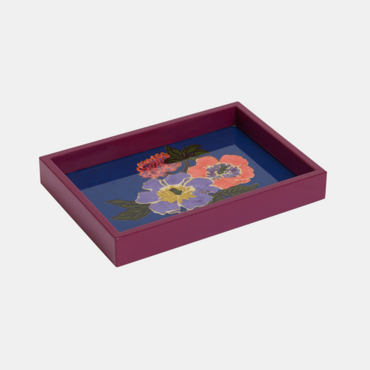 Plateau rectangulaire bleu pissenlit