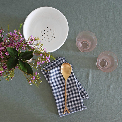 Serviette en lin à carreaux vichy anthracite