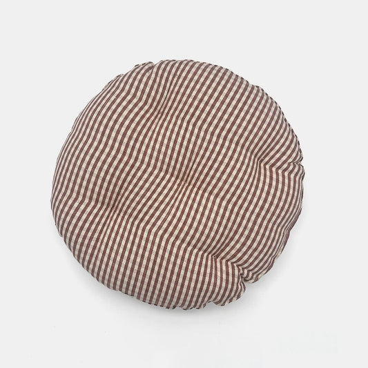 Coussin de siège rond à carreaux vichy marron