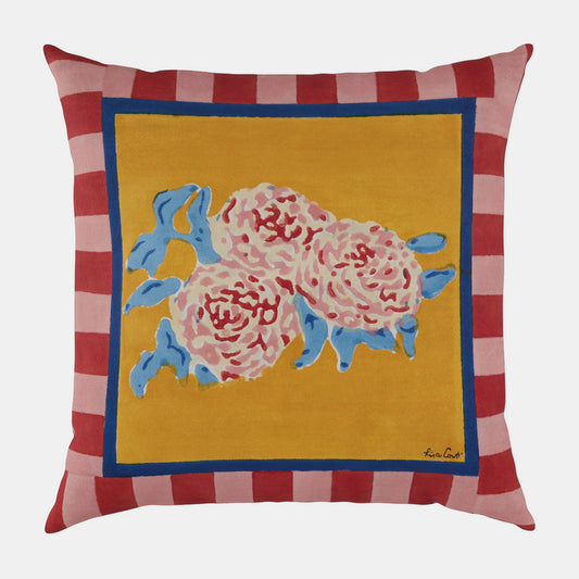Coussin carré doré à rayures léopard