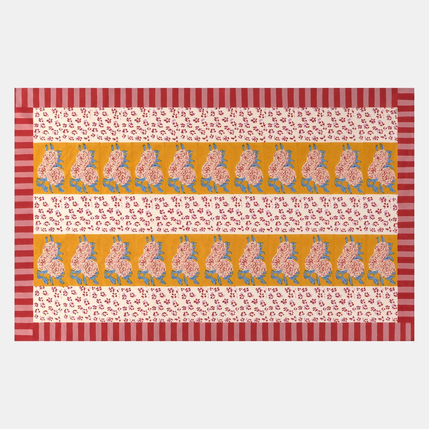 Nappe en coton doré à rayures léopard