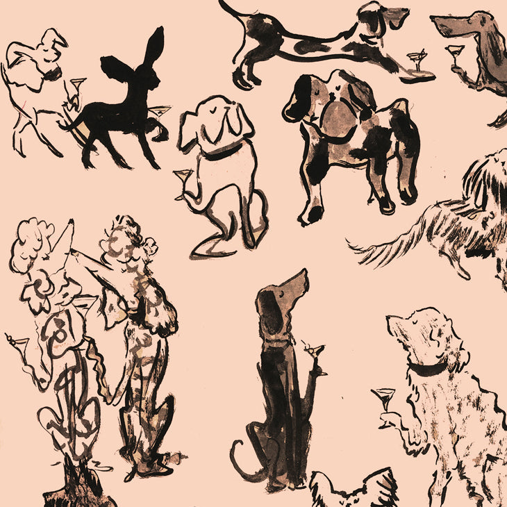 Impression Boozehounds sur papier rose