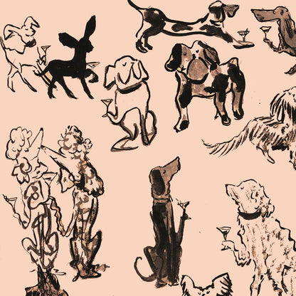 Impression Boozehounds sur papier rose