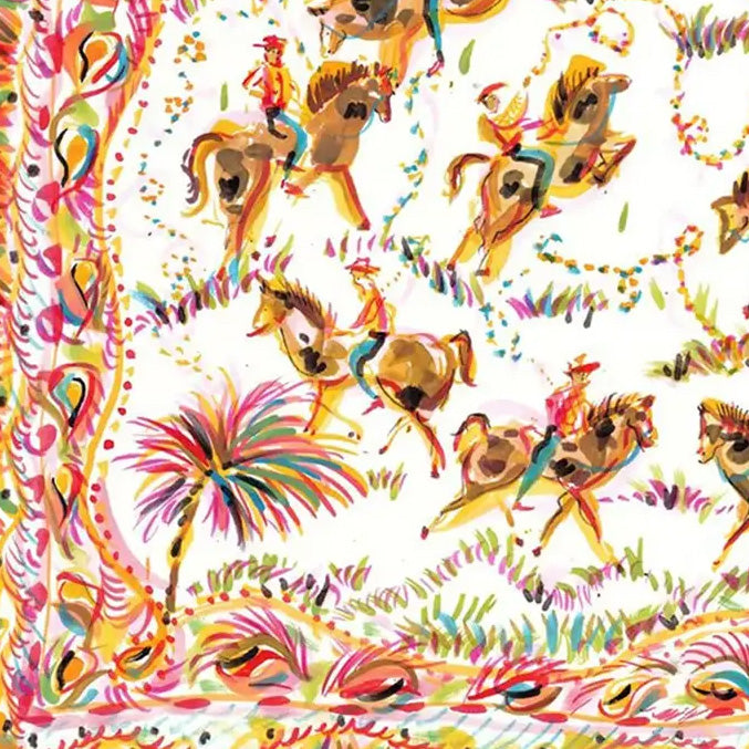 Imprimé Cowboys et palmiers roses