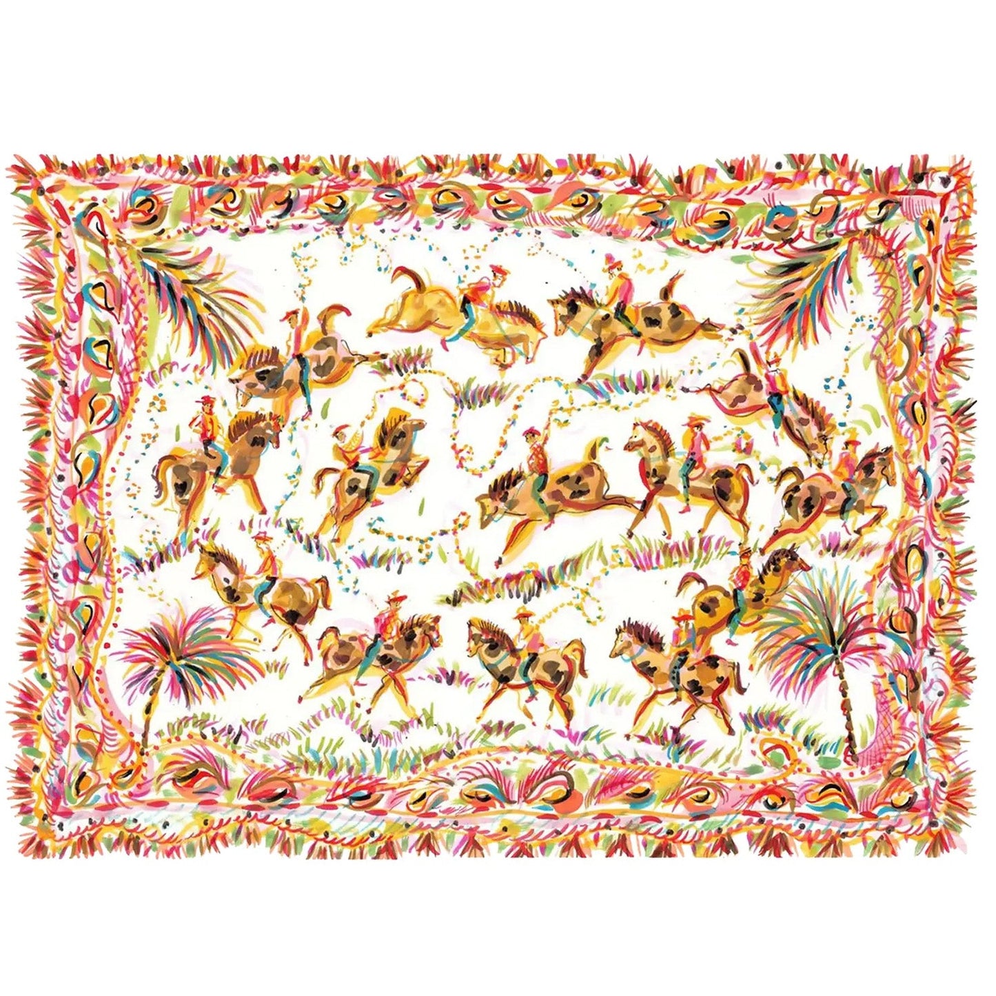 Imprimé Cowboys et palmiers roses