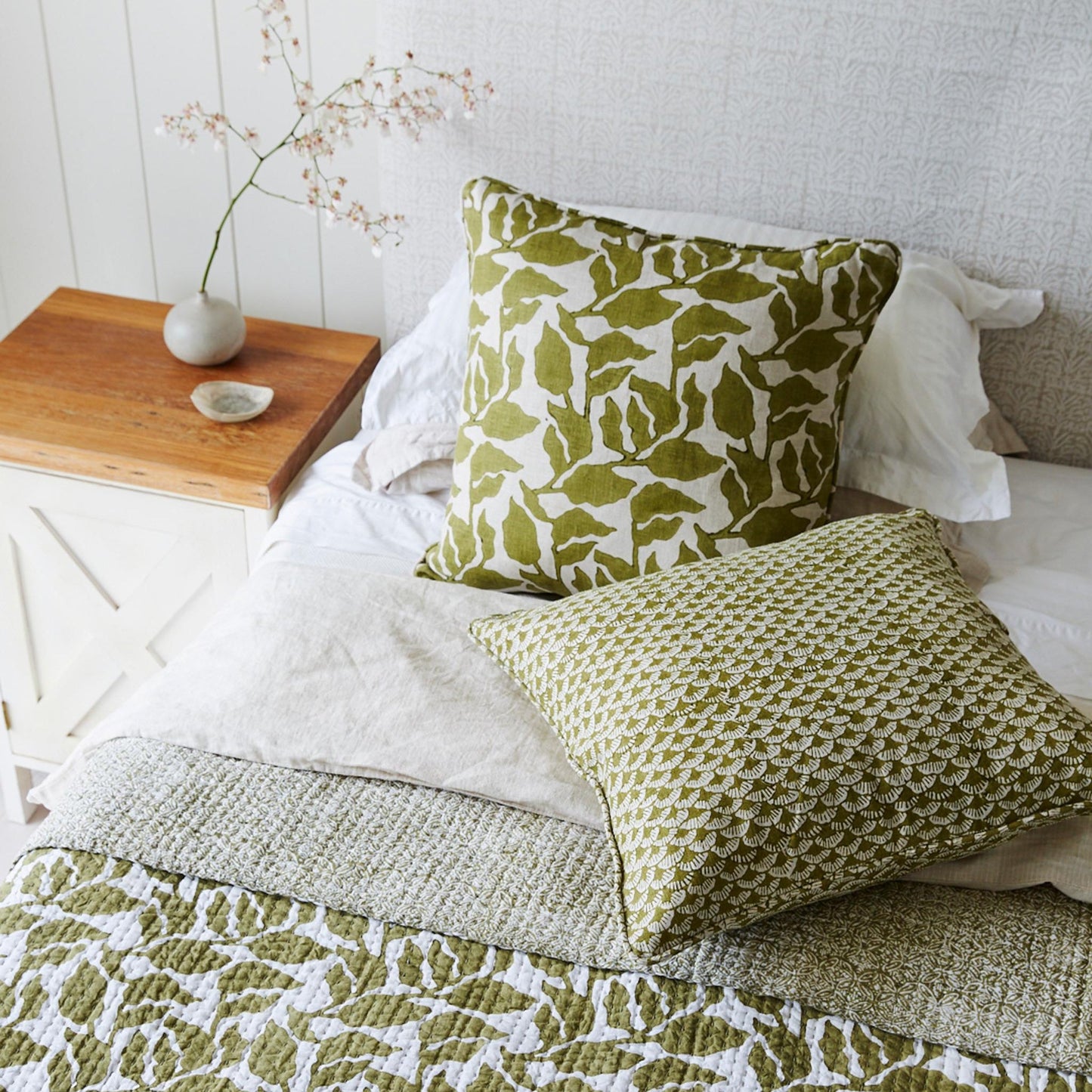 Coussin carré Flores Moss