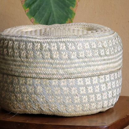 Panier à couvercle en grand format vert naturel