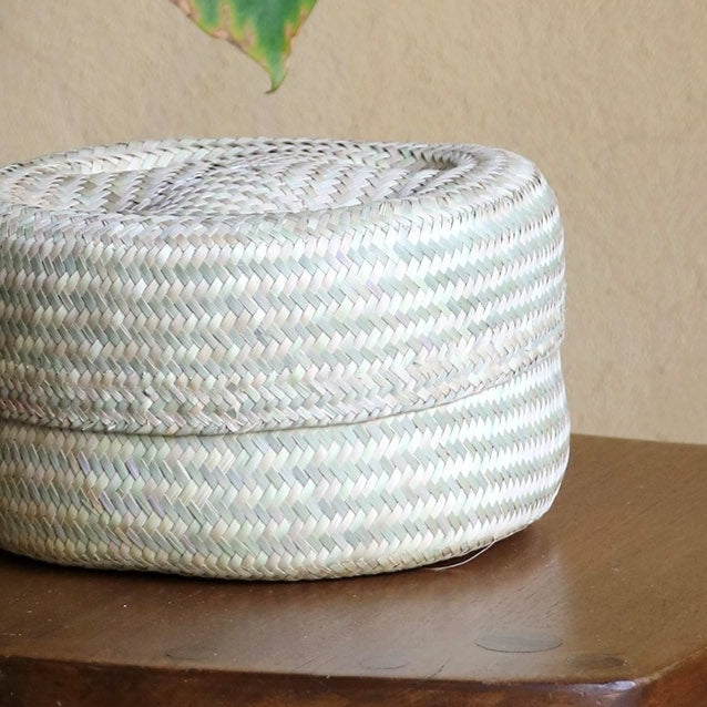 Panier à couvercle en petit vert naturel