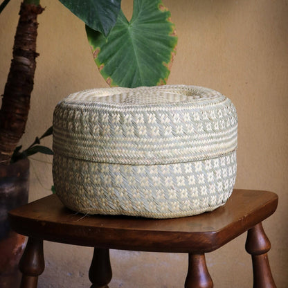 Panier à couvercle en grand format vert naturel