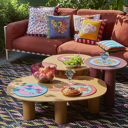 Set de table rond orange laurier-rose