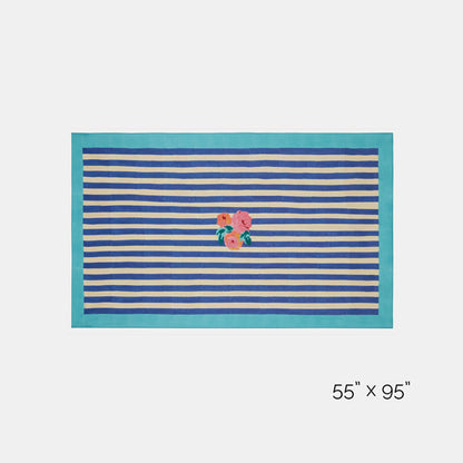 Nappe en coton à rayures bleues Nizam