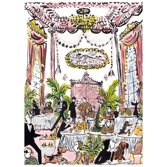 Imprimé de salle de bal rose