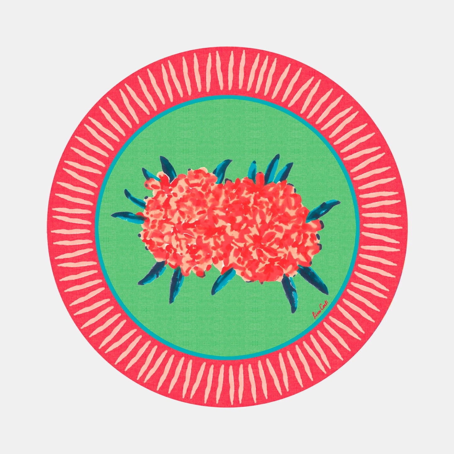 Set de table rond à feuillage de laurier-rose vert