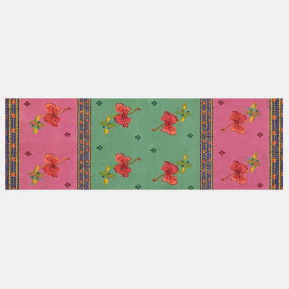 Chemin de table Ibisco vert rose