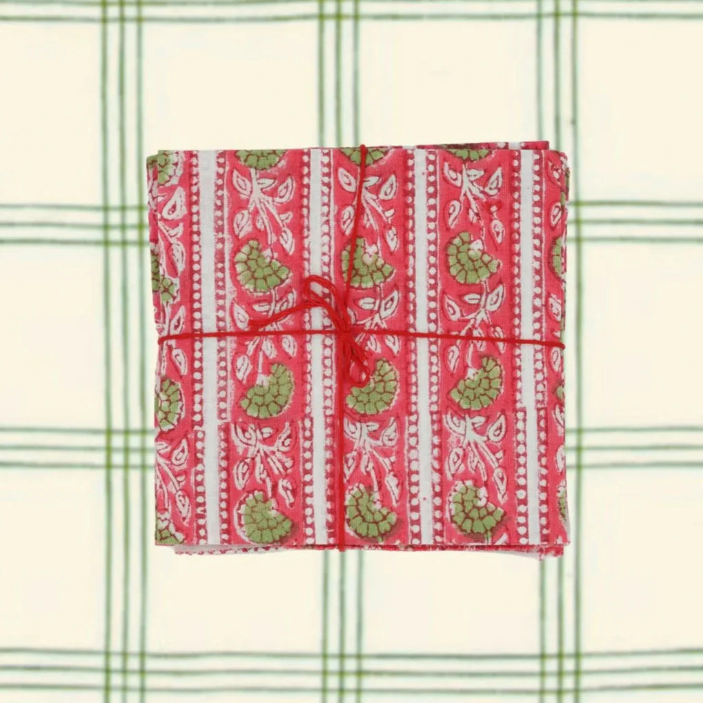 Serviettes Pivoine Bruyère : lot de 4