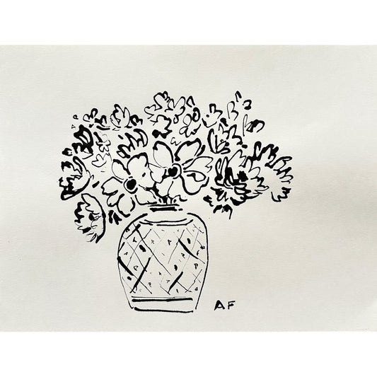Anémones à l'encre de Chine dans un vase par Aislinn Forbes