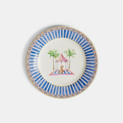 Assiette à dessert en porcelaine Sariska bleue